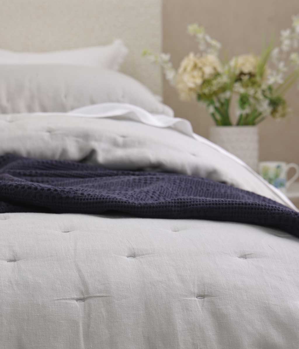 Laundered Linen Pewter Bedspread Set