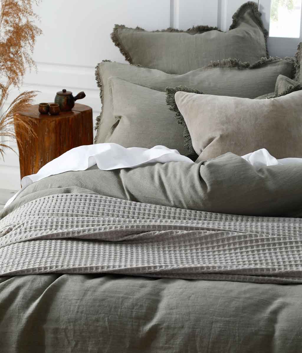 Laundered Linen Olive Duvet Set