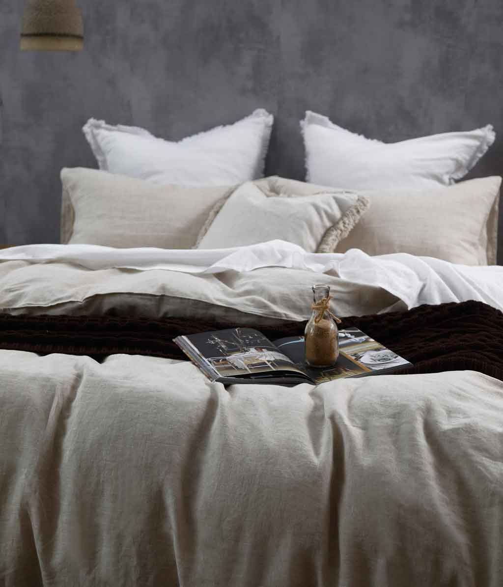 M.M Linen Laundered Linen Natural Duvet Set