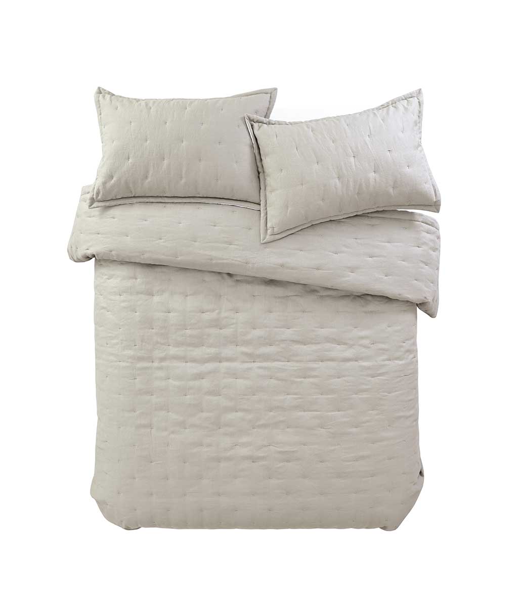 Laundered Linen Natural Bedspread Set