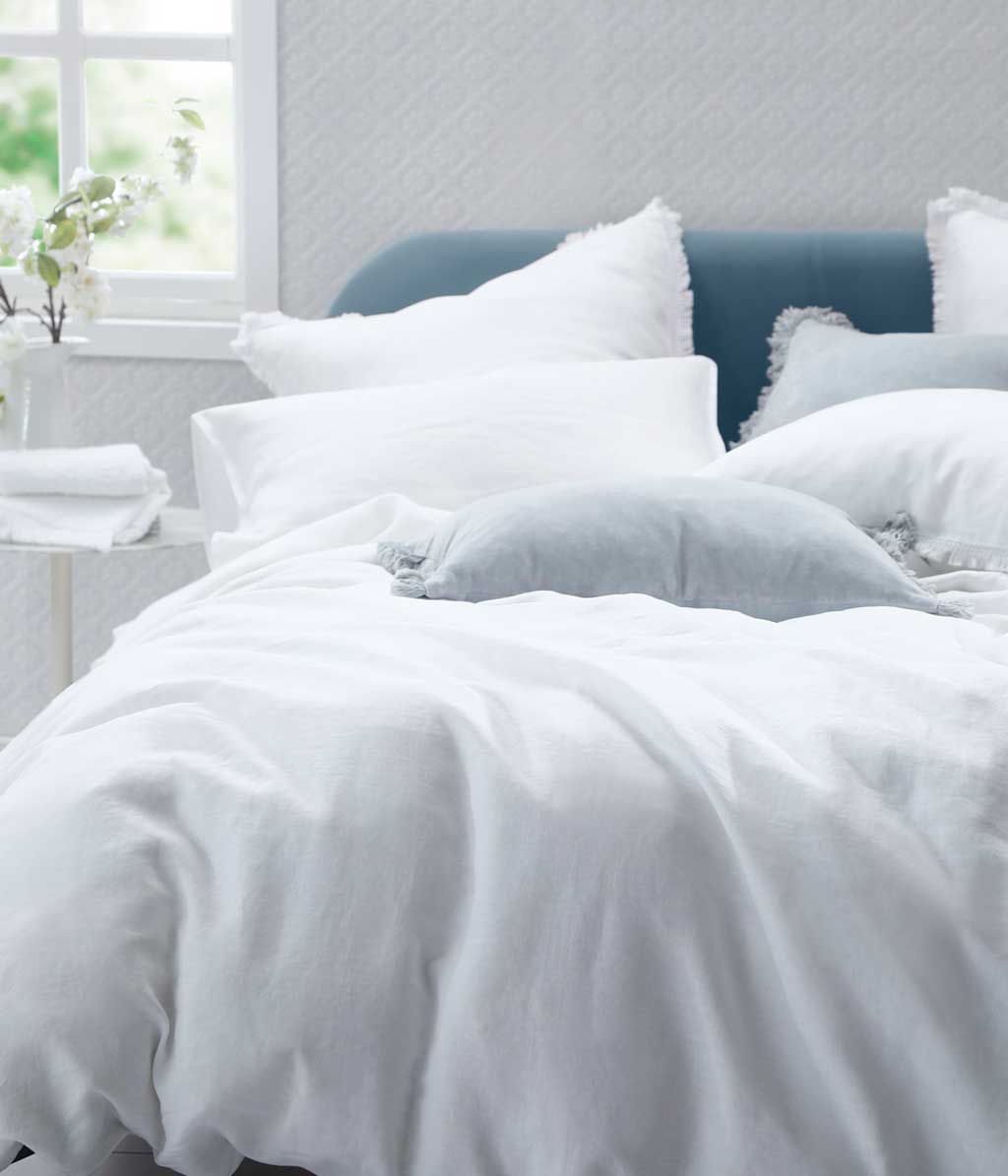 M.M Linen Laundered Linen White Duvet Set