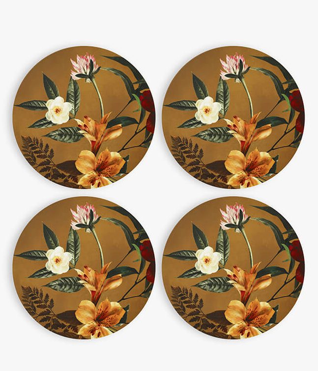Isola Mustard Round Coasters Set Of 4