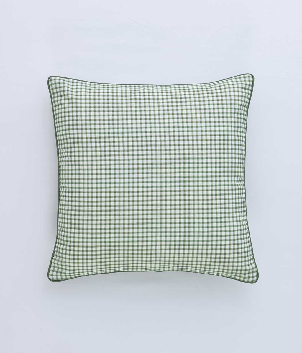 Gingham Cushion Green