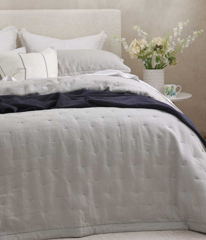Laundered Linen Pewter Bedspread Set