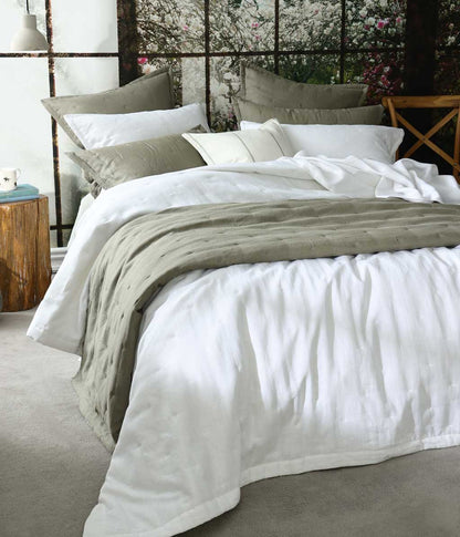 Laundered Linen White Bedspread Set