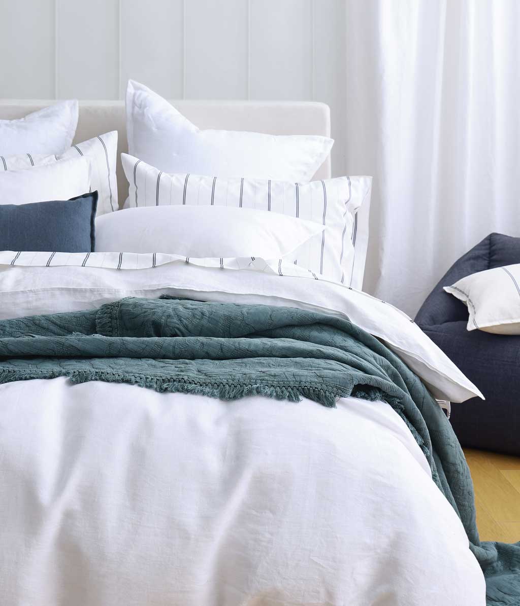 M.M Linen Laundered Linen White Duvet Set