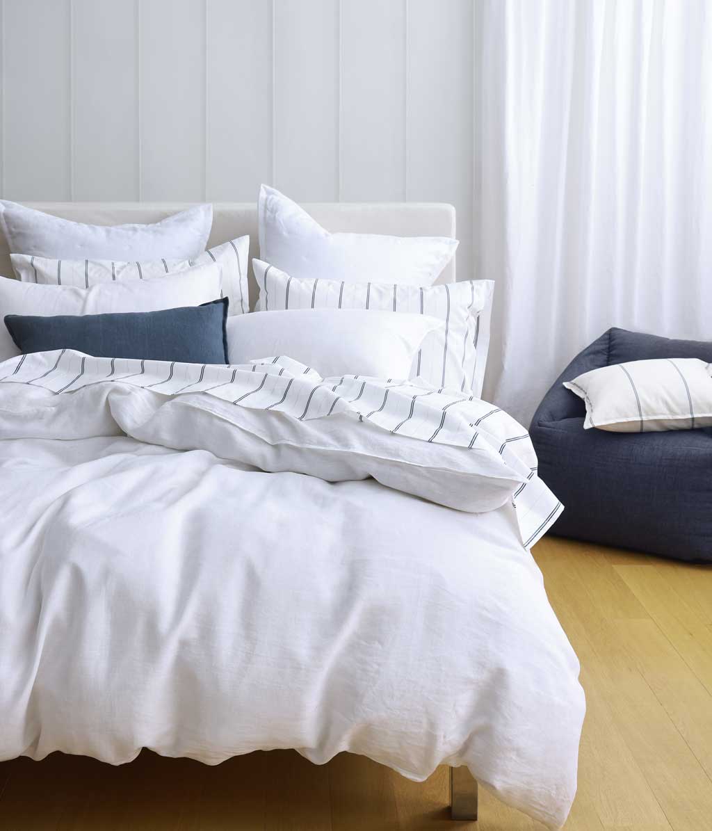 M.M Linen Laundered Linen White Duvet Set
