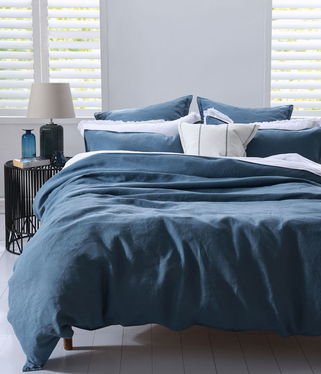 M.M Linen Laundered Linen Ocean Duvet Set