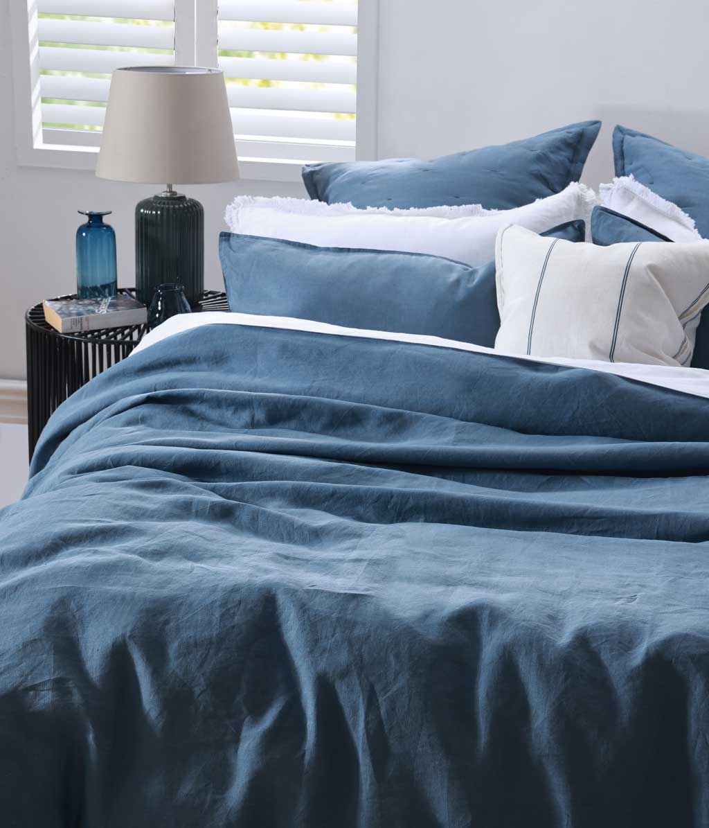 M.M Linen Laundered Linen Ocean Duvet Set