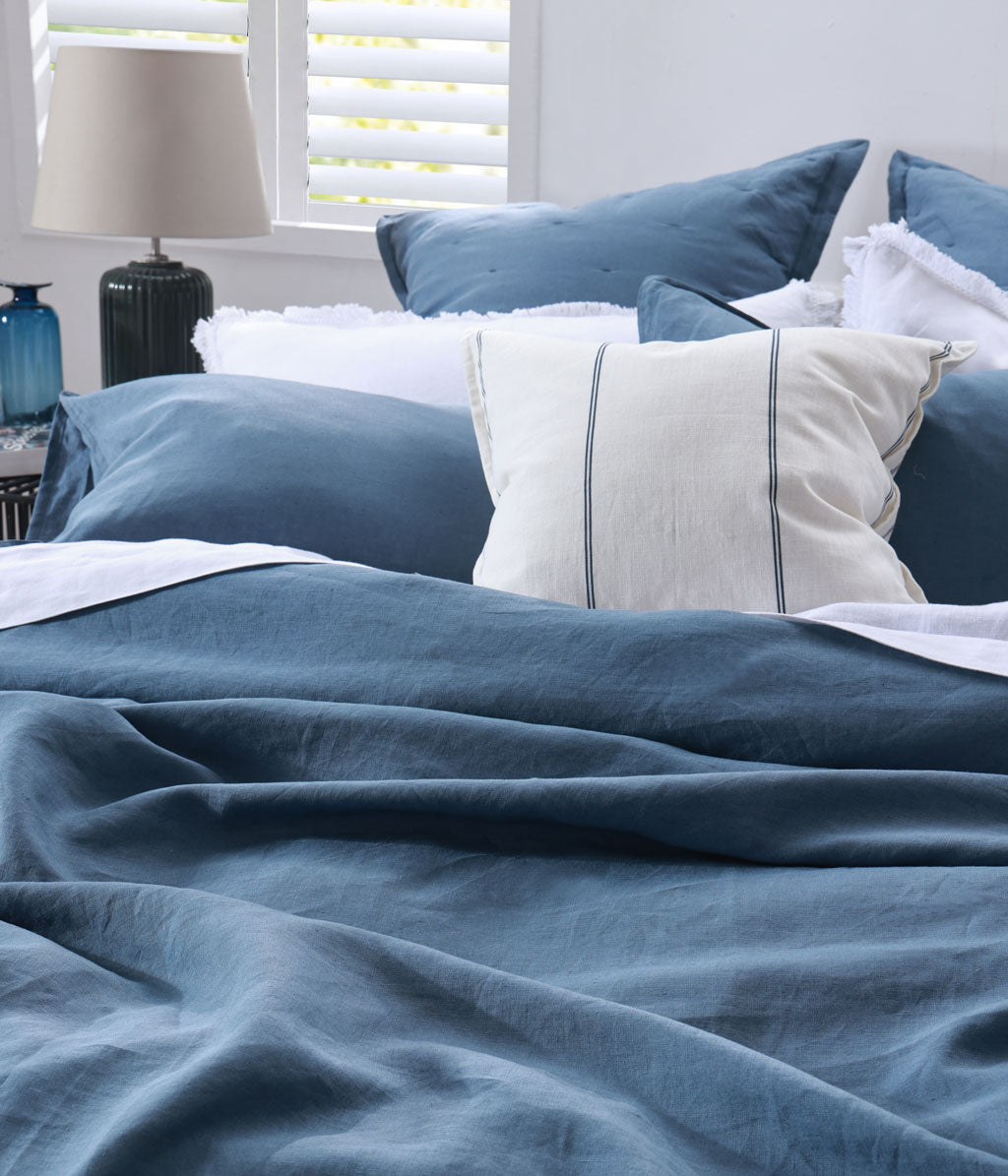 M.M Linen Laundered Linen Ocean Duvet Set