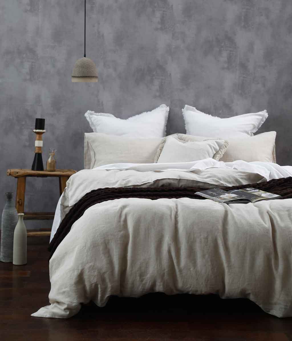 M.M Linen Laundered Linen Natural Duvet Set