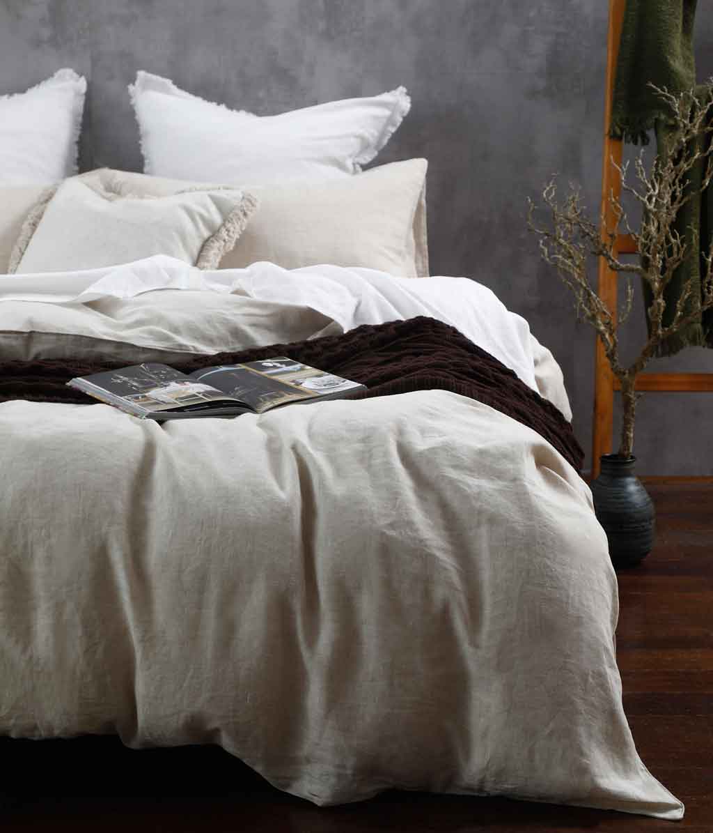 M.M Linen Laundered Linen Natural Duvet Set