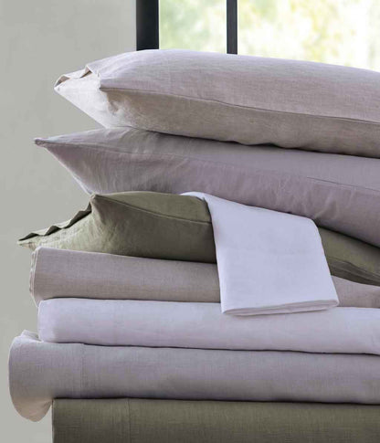 Laundered Linen Natural Fitted Sheet Set