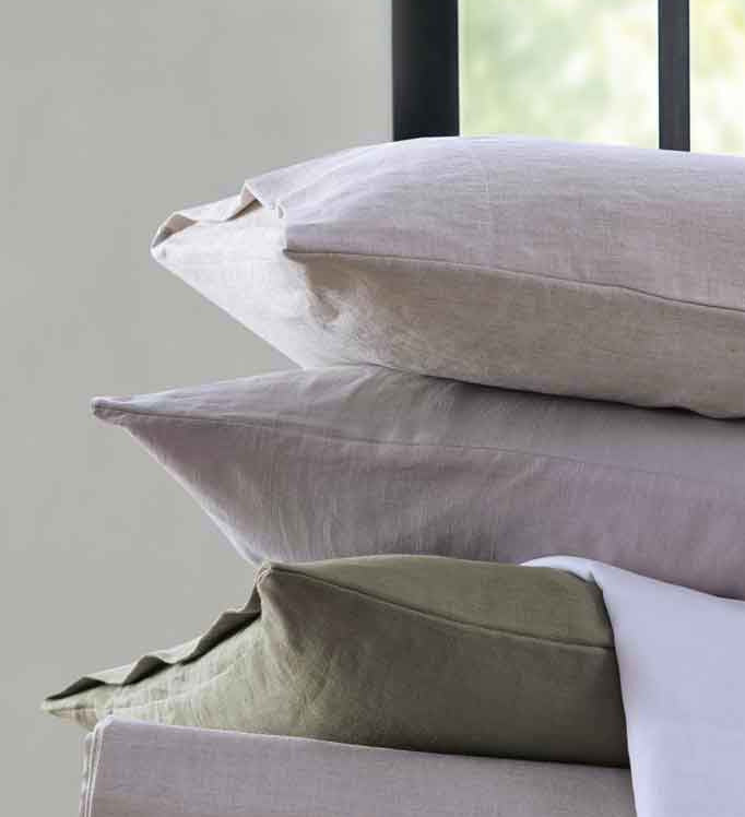 Laundered Linen Olive Pillowcase Set