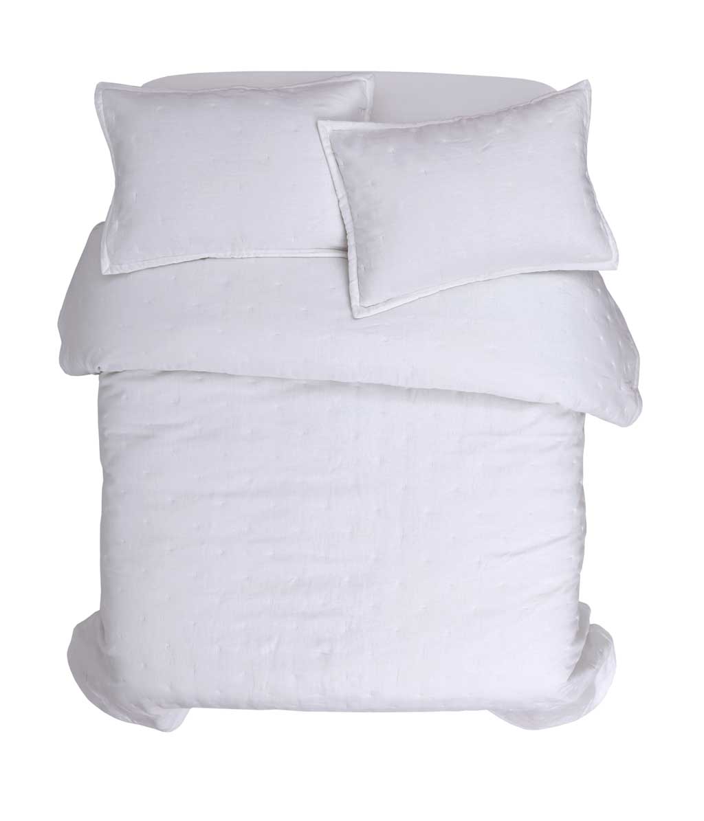 Laundered Linen White Bedspread Set