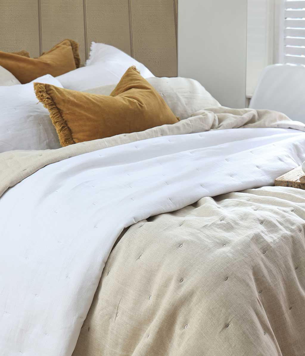 Laundered Linen Natural Bedspread Set