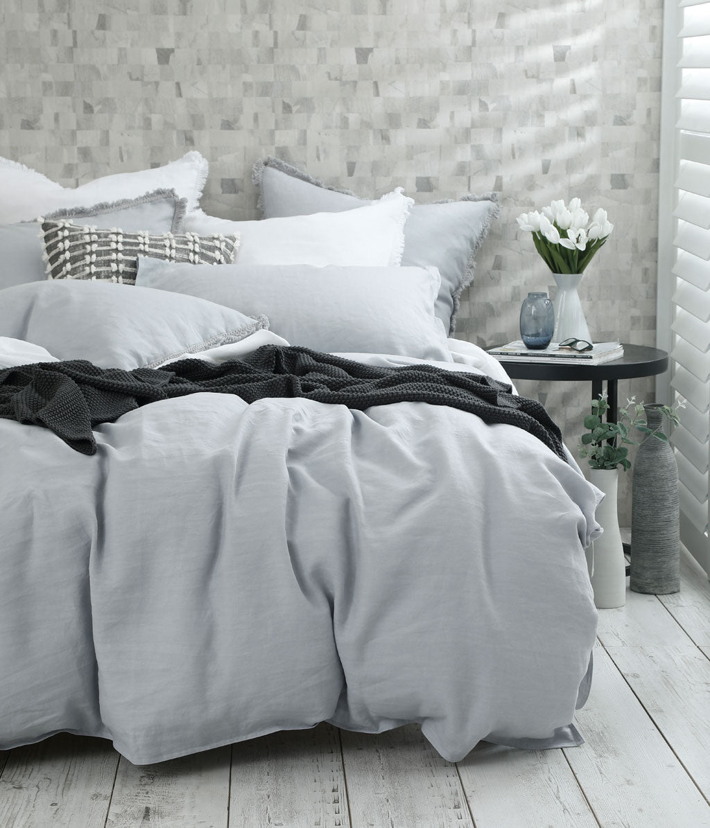 M.M Linen Laundered Linen Pewter Duvet Set