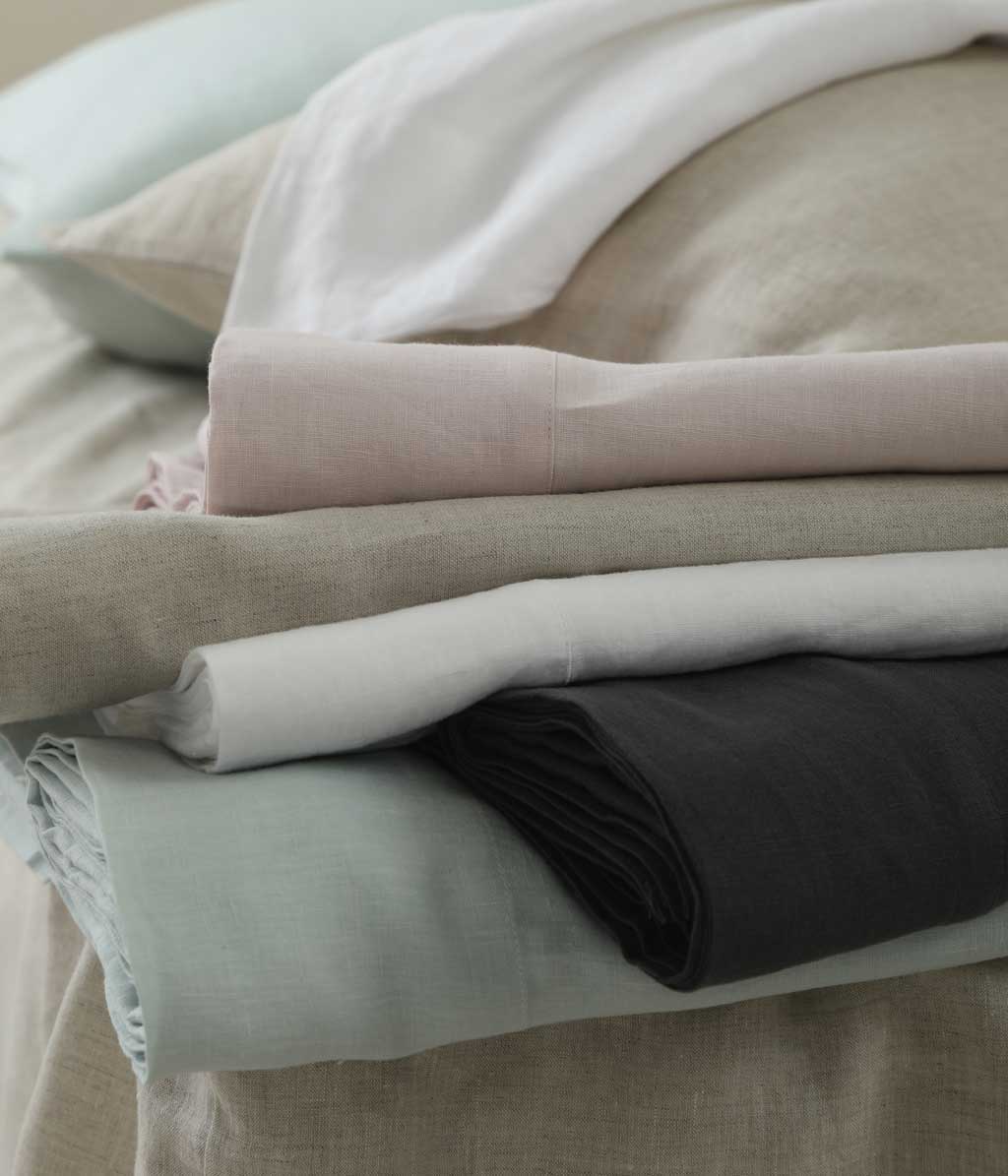 Laundered Linen White Fitted Sheet Set