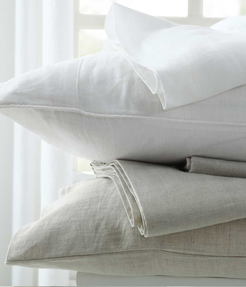 Laundered Linen White Fitted Sheet Set