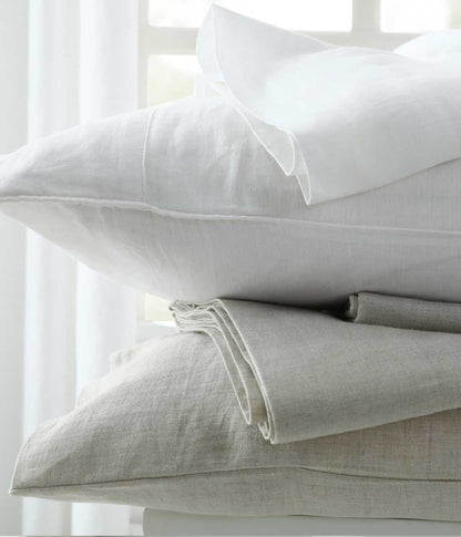 Laundered Linen White Pillowcase Set