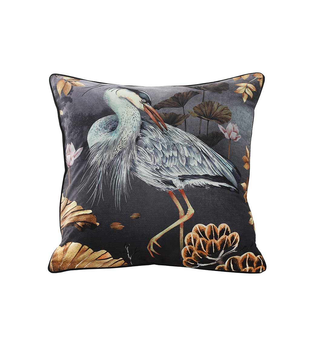 Midnight Orient Piped Velvet Cushion Cover